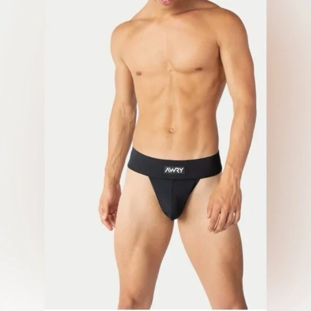 SWIM THONG by AWRY, Thick Sexy Comfy, Black, Men's Size Large (36-38"), New